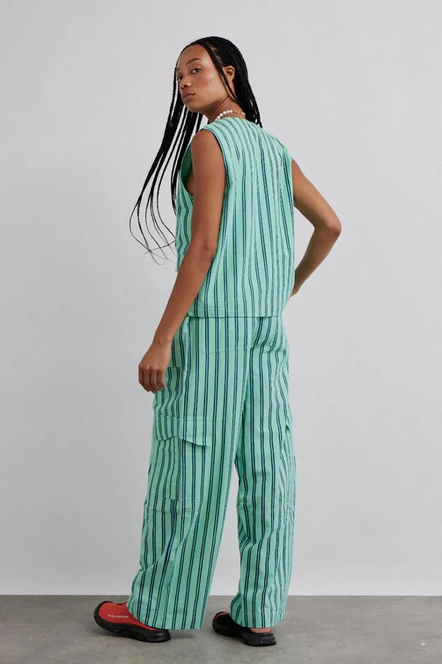 Women Coords Damson Madder Sydney Coastal Cargo Pants 8211 Mint Stripe