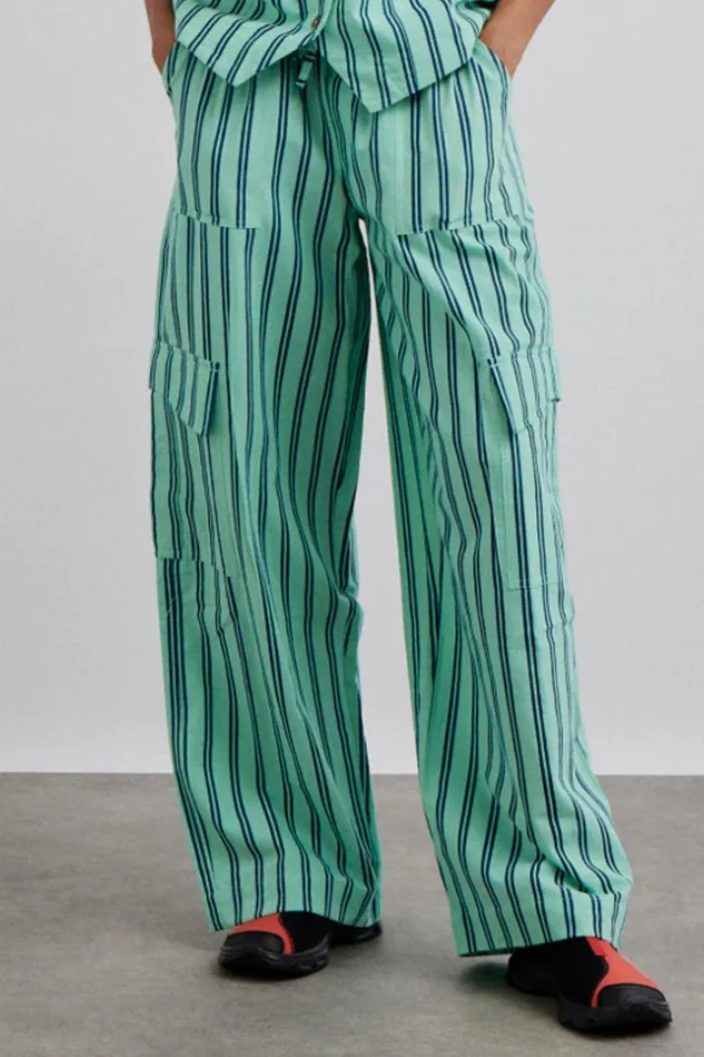 Women Coords Damson Madder Sydney Coastal Cargo Pants 8211 Mint Stripe
