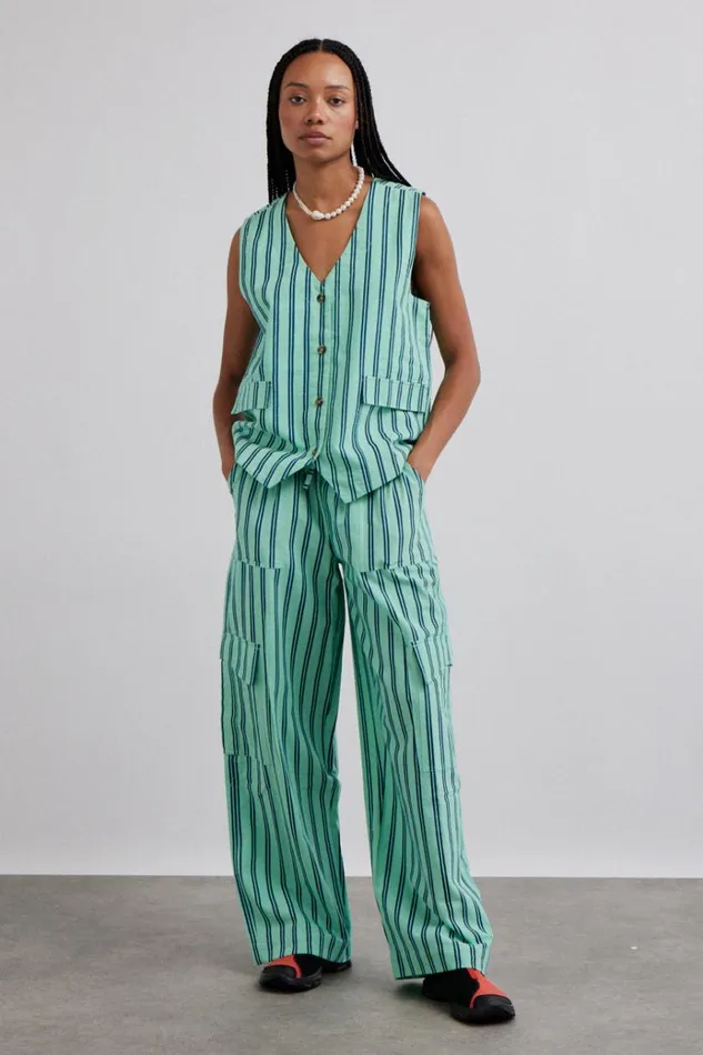 Women Coords Damson Madder Sydney Coastal Cargo Pants 8211 Mint Stripe