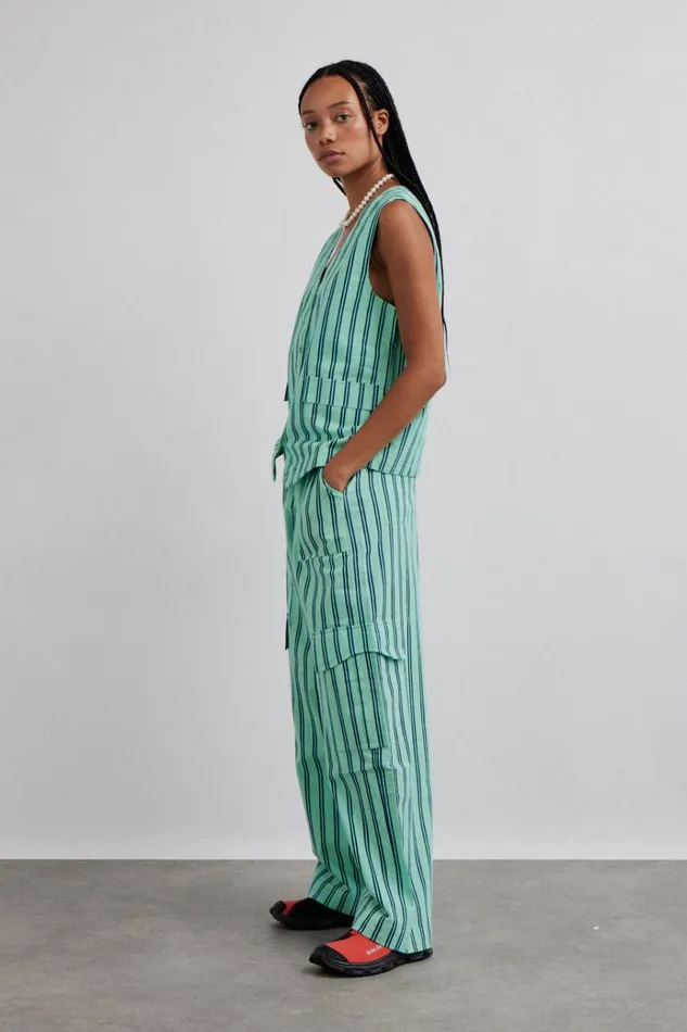 Women Coords Damson Madder Sydney Coastal Cargo Pants 8211 Mint Stripe