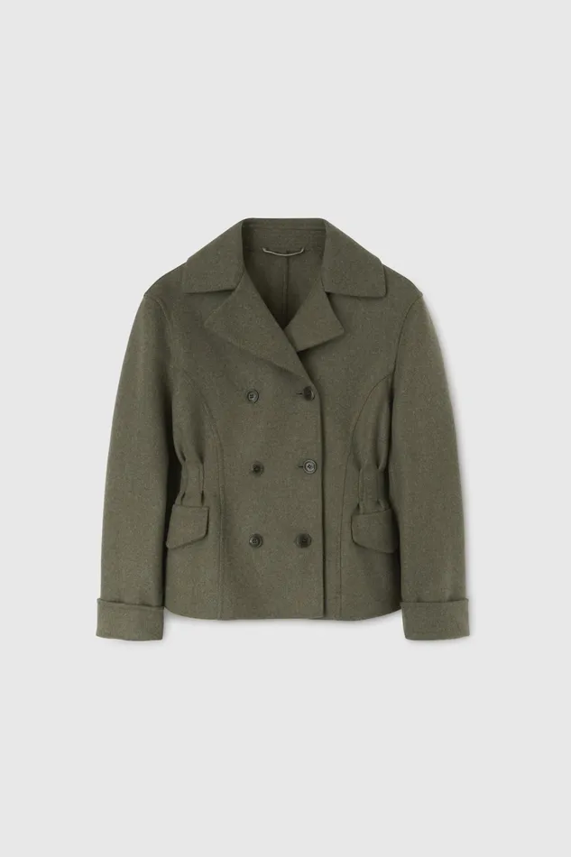 Women Coats and Down Jackets Ermanno Scervino Short Doublebreasted Coat With Emphasised Waistline Green Women Coats and Down Jackets Ermanno Scervino Short Doublebreasted Coat With Emphasised Waistline Green