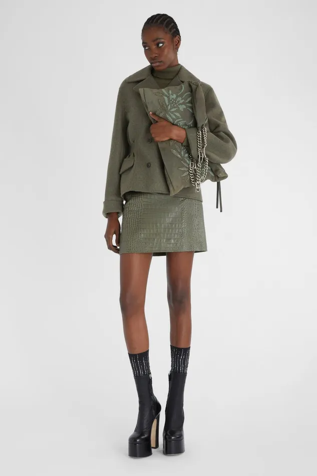 Women Coats and Down Jackets Ermanno Scervino Short Doublebreasted Coat With Emphasised Waistline Green