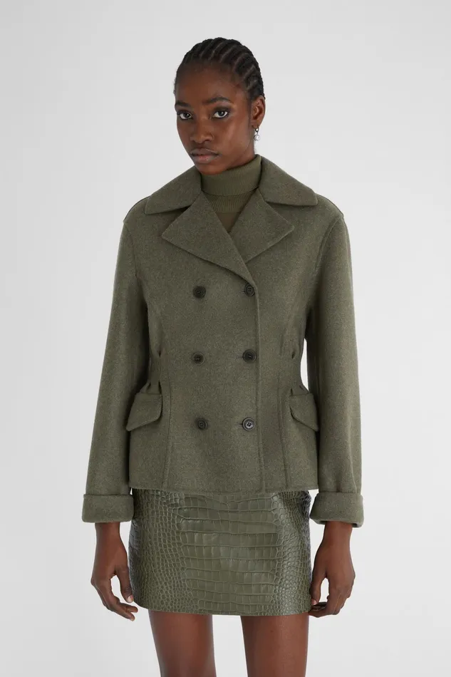 Women Coats and Down Jackets Ermanno Scervino Short Doublebreasted Coat With Emphasised Waistline Green