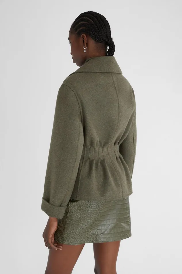 Women Coats and Down Jackets Ermanno Scervino Short Doublebreasted Coat With Emphasised Waistline Green