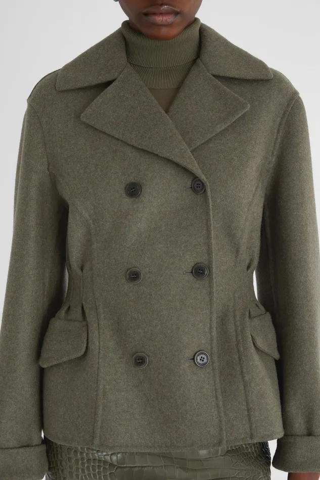Women Coats and Down Jackets Ermanno Scervino Short Doublebreasted Coat With Emphasised Waistline Green