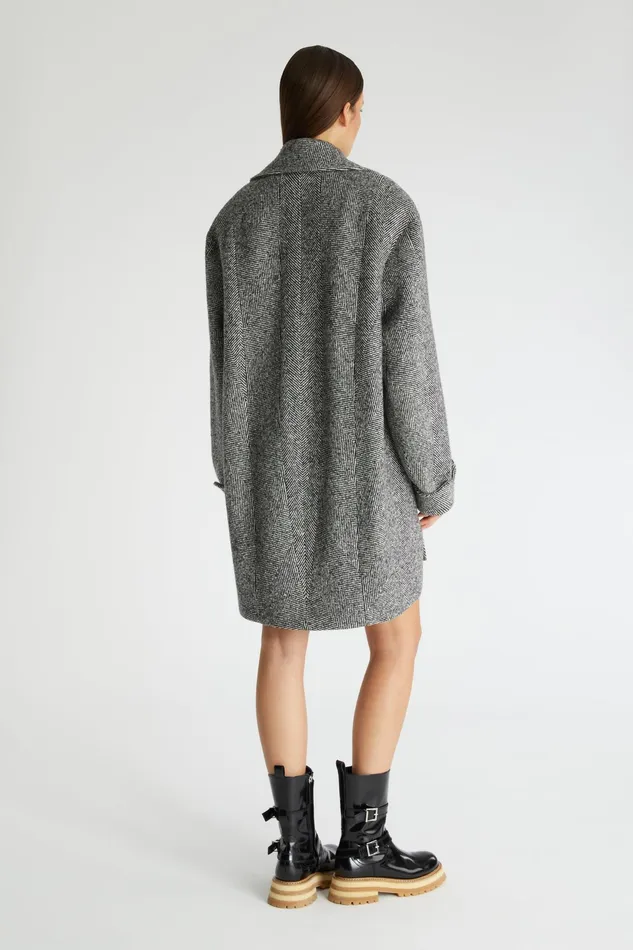 Women Coats and Down Jackets Ermanno Scervino Singlebreasted Coat With Chevron Pattern Greyblack