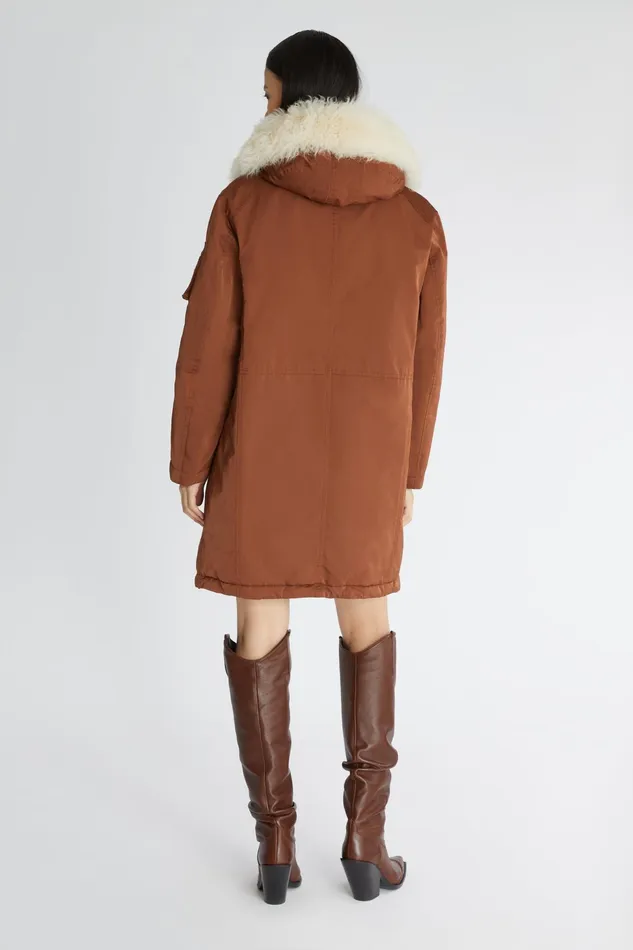 Women Coats and Down Jackets Ermanno Scervino Women039s Brown Parka With Hood Ermanno Scervino Brown