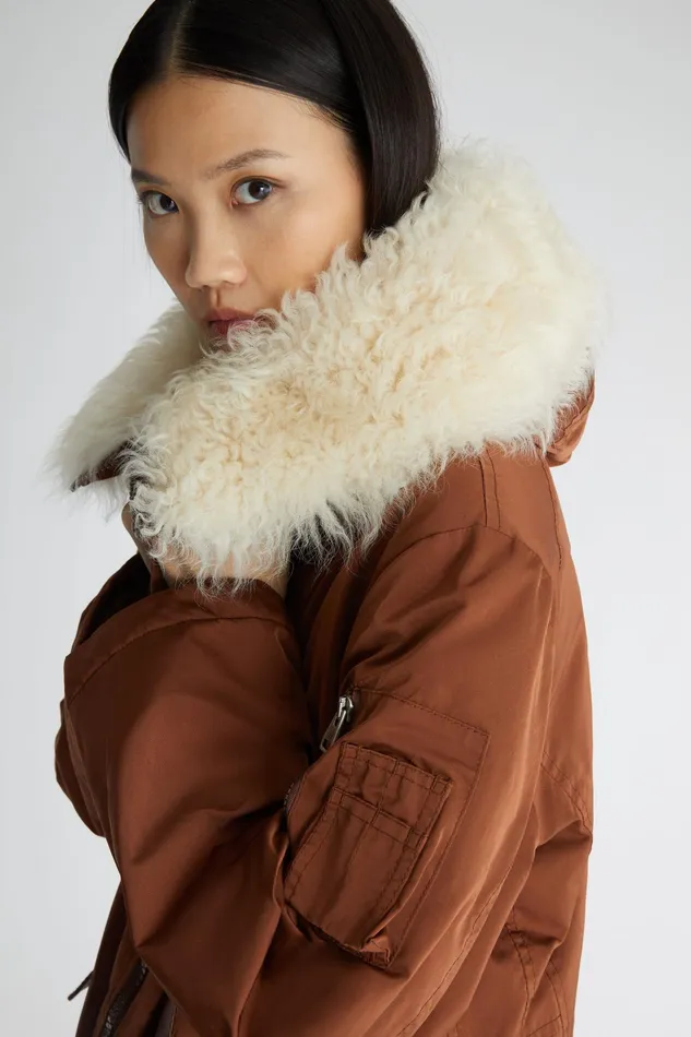 Women Coats and Down Jackets Ermanno Scervino Women039s Brown Parka With Hood Ermanno Scervino Brown