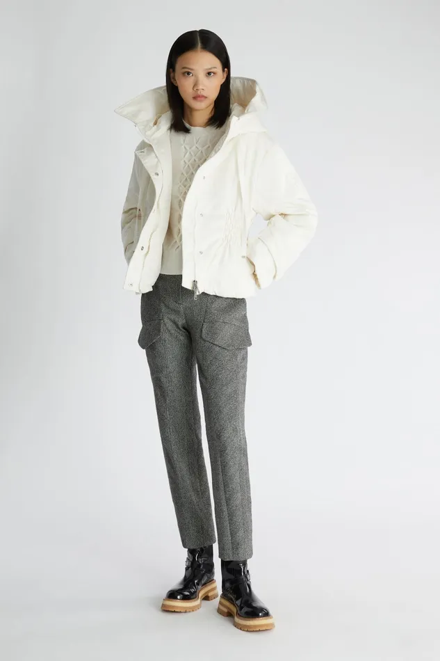 Women Coats and Down Jackets Ermanno Scervino Womens Down Jacket With Hood Total White 8211 Ermanno Scervino Beige