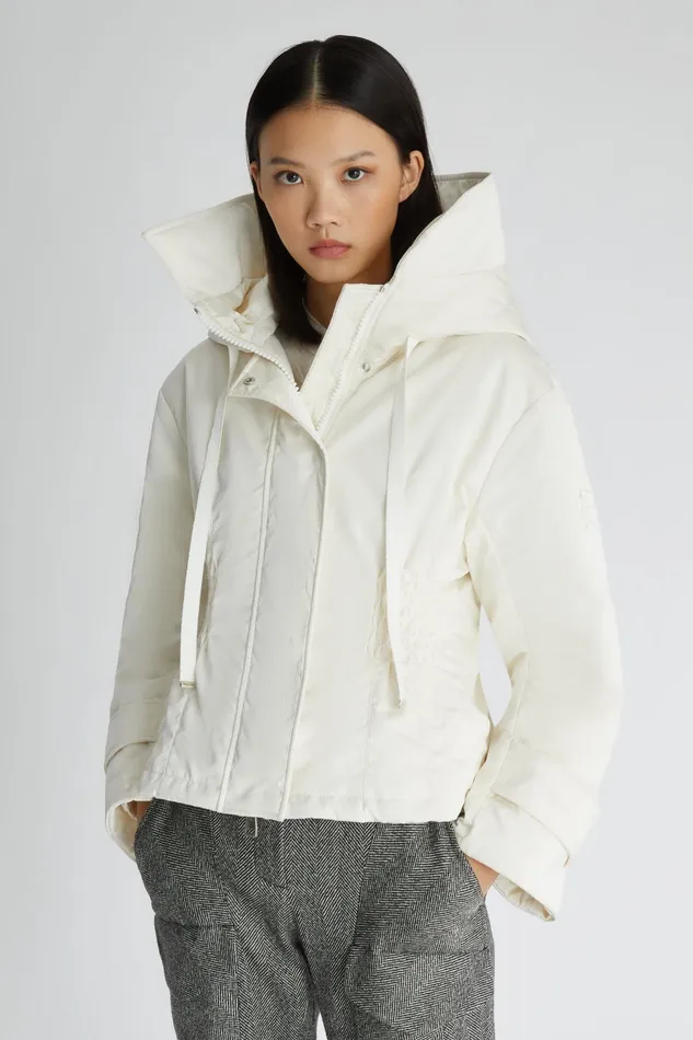 Women Coats and Down Jackets Ermanno Scervino Womens Down Jacket With Hood Total White 8211 Ermanno Scervino Beige