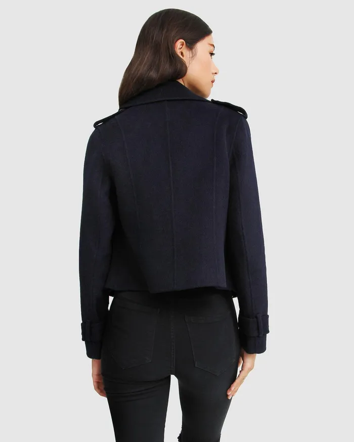 Women Coats and Jackets Belle and Bloom Better Off Military Pea Coat 8211 Navy