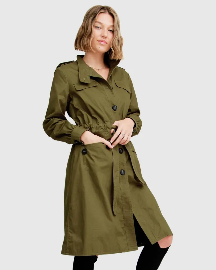 Women Coats and Jackets Belle and Bloom Carlisle Button Front Trench Coat 8211 Military Women Coats and Jackets Belle and Bloom Carlisle Button Front Trench Coat 8211 Military