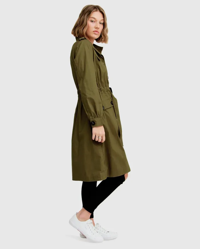 Women Coats and Jackets Belle and Bloom Carlisle Button Front Trench Coat 8211 Military