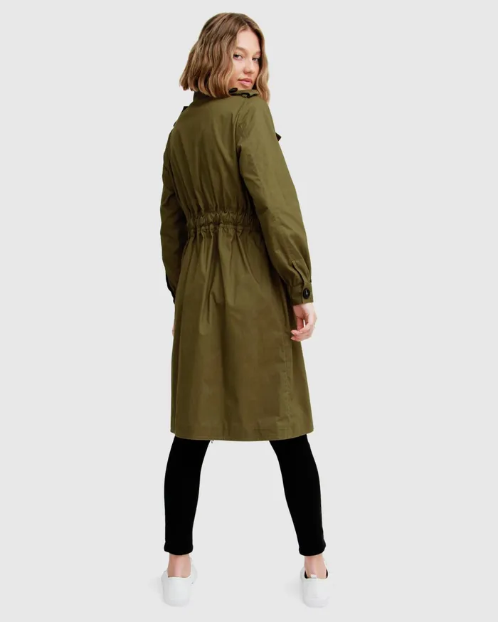 Women Coats and Jackets Belle and Bloom Carlisle Button Front Trench Coat 8211 Military