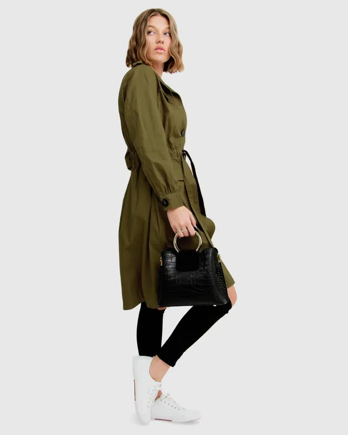 Women Coats and Jackets Belle and Bloom Carlisle Button Front Trench Coat 8211 Military