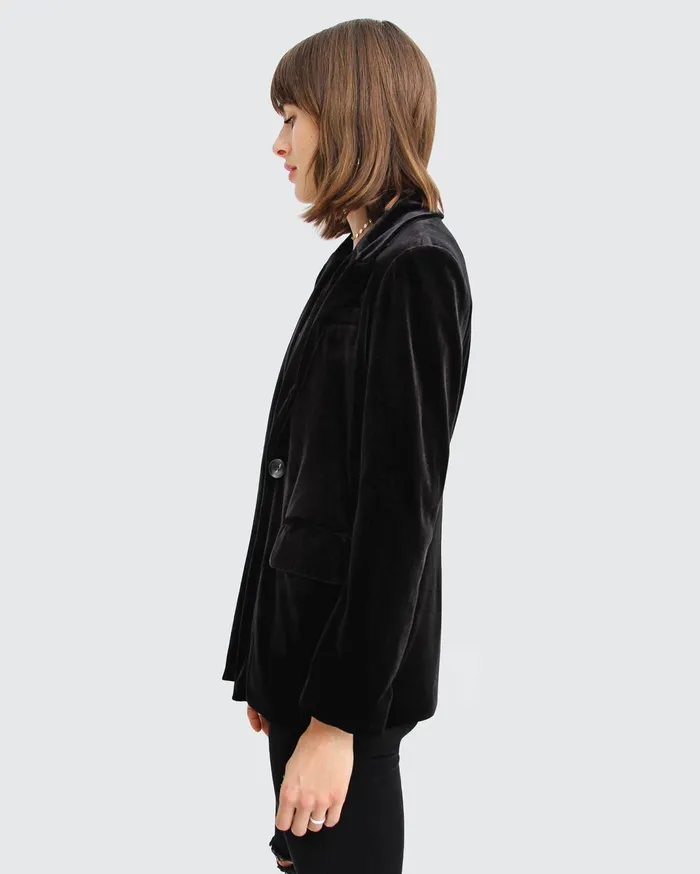 Women Coats and Jackets Belle and Bloom Eternity Velvet Blazer 8211 Black