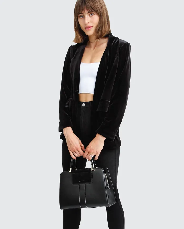 Women Coats and Jackets Belle and Bloom Eternity Velvet Blazer 8211 Black