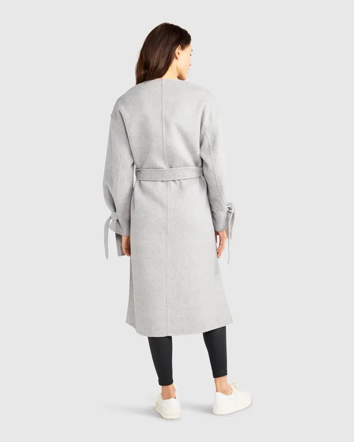 Women Coats and Jackets Belle and Bloom Head Over Heels Collarless Robe Coat 8211 Grey Marle