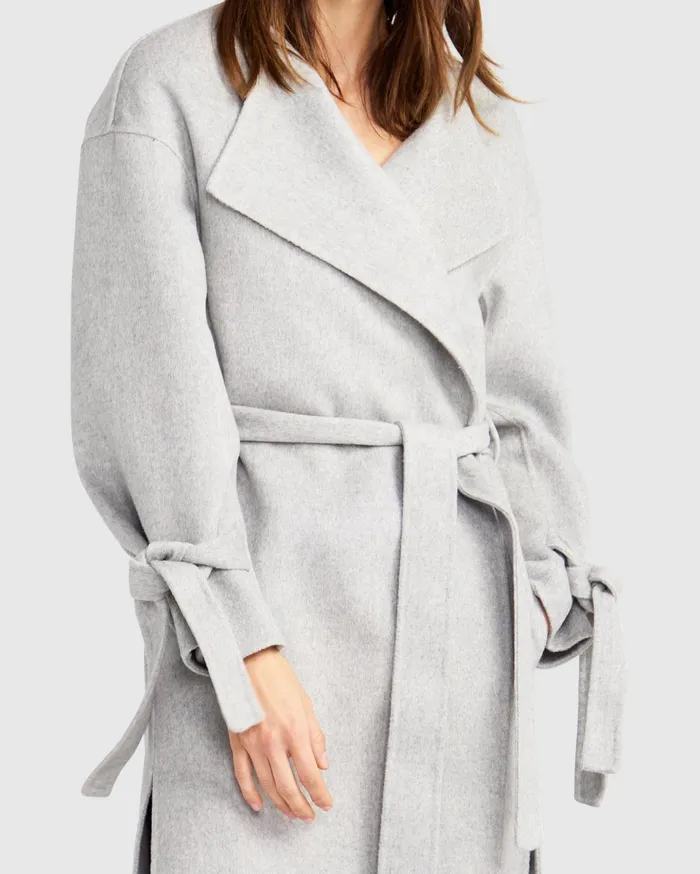Women Coats and Jackets Belle and Bloom Head Over Heels Collarless Robe Coat 8211 Grey Marle