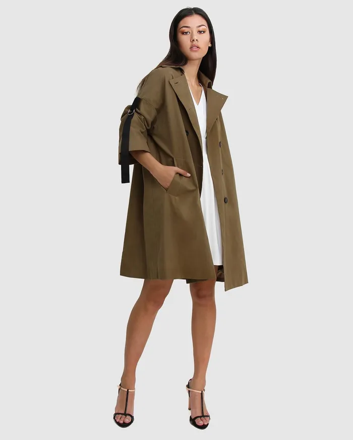 Women Coats and Jackets Belle and Bloom Russian Romance Oversized Trench Coat 8211 Military