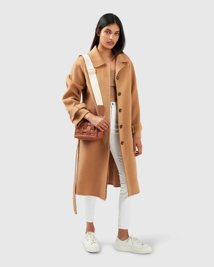 Women Coats and Jackets Belle and Bloom Shore To Shore Belted Wool Coat 8211 Camel