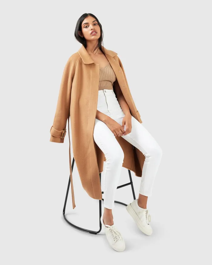Women Coats and Jackets Belle and Bloom Shore To Shore Belted Wool Coat 8211 Camel