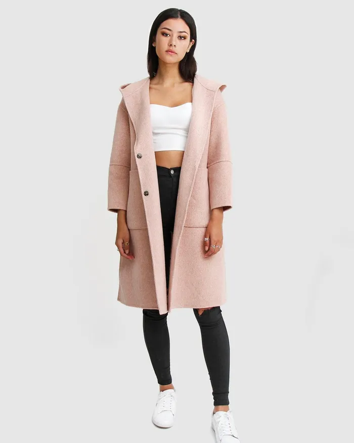 Women Coats and Jackets Belle and Bloom Walk This Way Wool Blend Oversized Coat 8211 Blush Pink