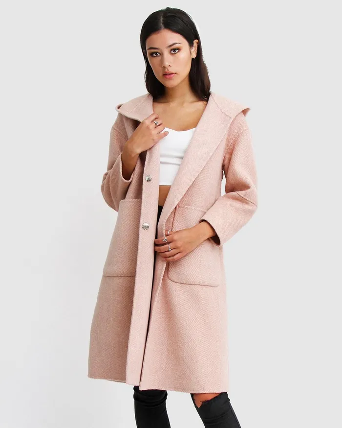 Women Coats and Jackets Belle and Bloom Walk This Way Wool Blend Oversized Coat 8211 Blush Pink