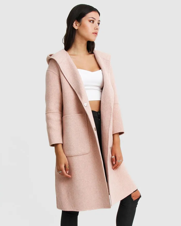 Women Coats and Jackets Belle and Bloom Walk This Way Wool Blend Oversized Coat 8211 Blush Pink