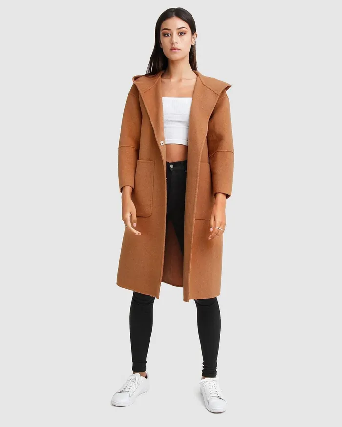 Women Coats and Jackets Belle and Bloom Walk This Way Wool Blend Oversized Coat 8211 Camel