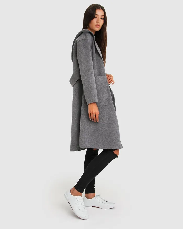 Women Coats and Jackets Belle and Bloom Walk This Way Wool Blend Oversized Coat 8211 Dark Grey