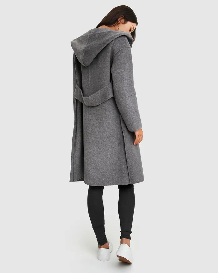 Women Coats and Jackets Belle and Bloom Walk This Way Wool Blend Oversized Coat 8211 Dark Grey
