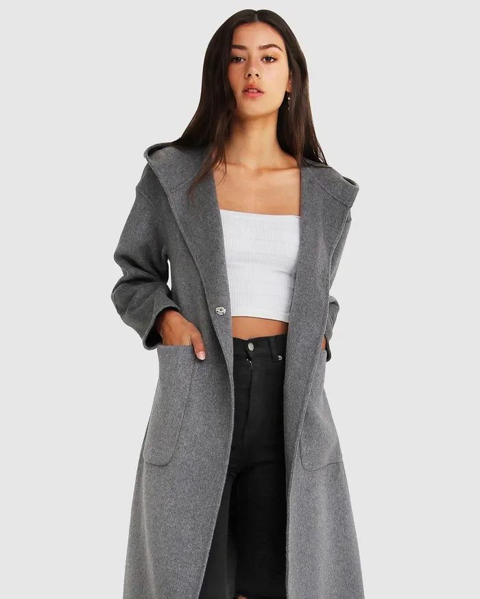 Women Coats and Jackets Belle and Bloom Walk This Way Wool Blend Oversized Coat 8211 Dark Grey