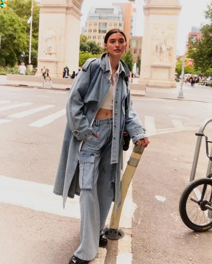 Women Coats and Jackets Belle and Bloom Wild Skies Denim Trench 8211 Stonewash