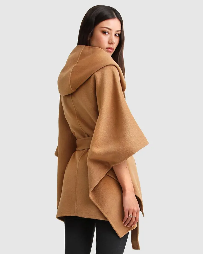 Women Coats and Jackets Belle and Bloom Wool Blend Cape Coat Camel