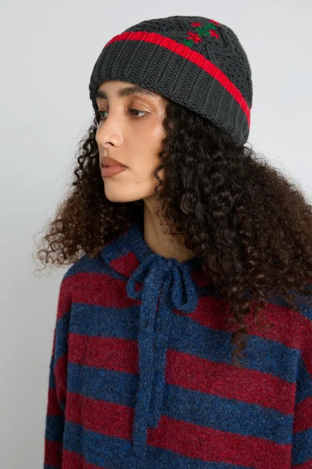 Women Cold Weather Accessories Damson Madder Cable Knit Grandpa Beanie