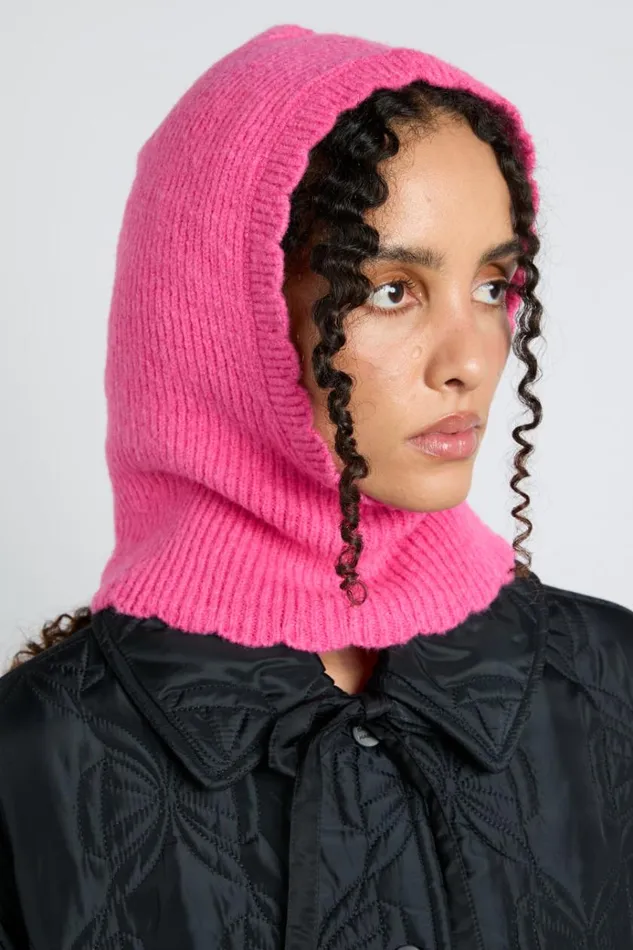 Women Cold Weather Accessories Damson Madder Scalloped Edge Hood In Pink