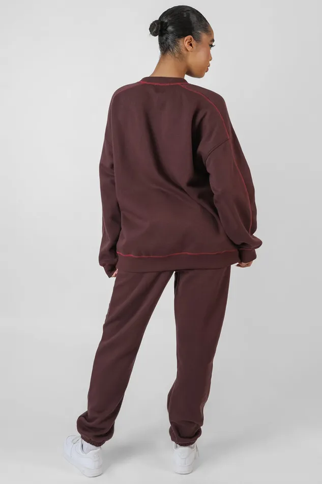 Women Contrast Stitch 90039s Joggers Aubergine Kaiia Burgundy Public Desire Jogger and Leggings