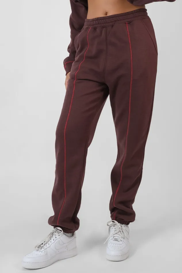 Women Contrast Stitch 90039s Joggers Aubergine Kaiia Burgundy Public Desire Jogger and Leggings