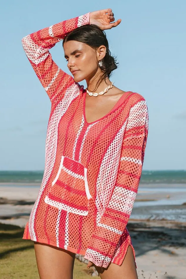 Women Cover Up Dresses Cupshe Fernandina Stripe Crochet Vneck Cover Up Red