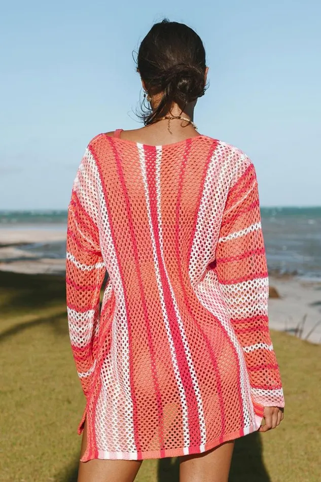 Women Cover Up Dresses Cupshe Fernandina Stripe Crochet Vneck Cover Up Red