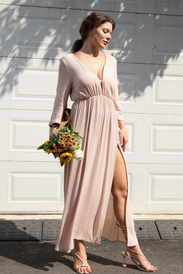 Women Cover Up Dresses Cupshe Jaylee Long Sleeves Split Cover Up Dress Pink