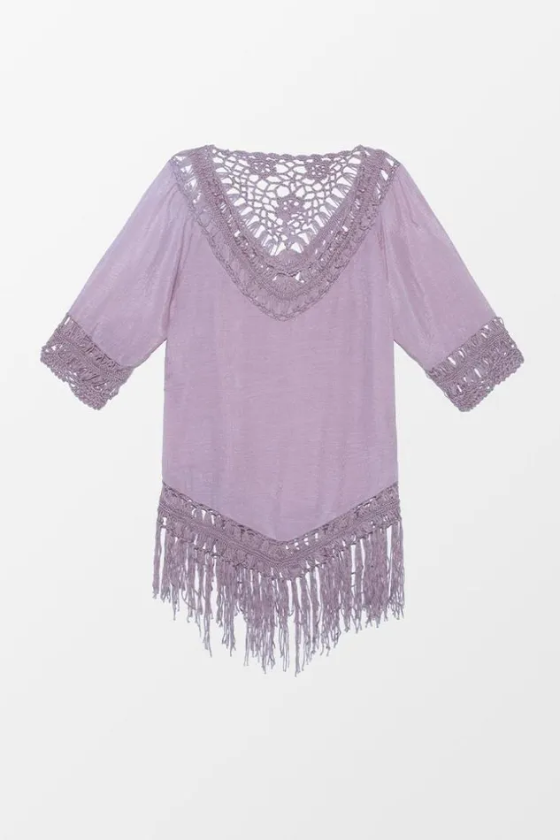Women Cover Up Dresses Cupshe Sadie Crochet Fringe Half Sleeve Cover Up Purple