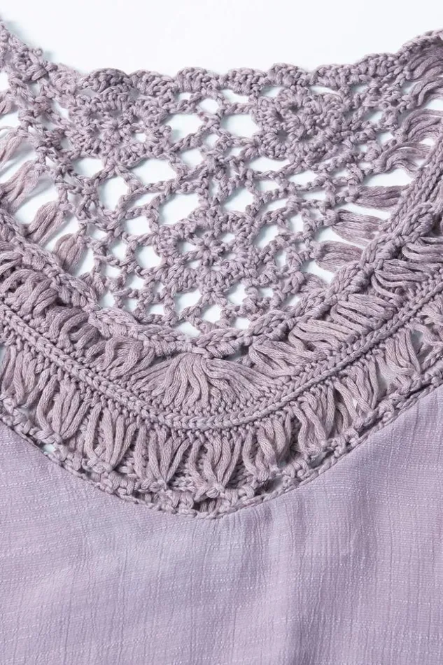 Women Cover Up Dresses Cupshe Sadie Crochet Fringe Half Sleeve Cover Up Purple