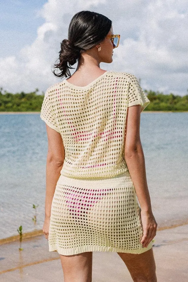 Women Cover Up Dresses Cupshe Sonora Vneck Elastic Waist Crochet Cover Up Beige