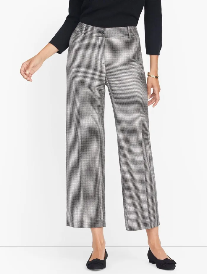 Women Crops Talbots Italian Luxe Houndstooth Straight Leg Crop Pants