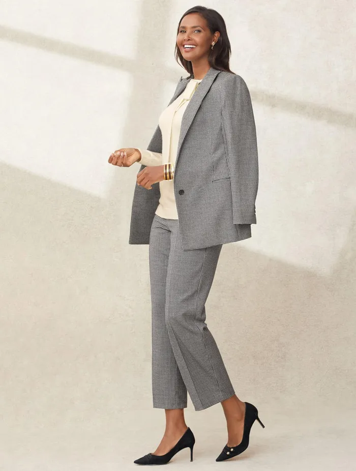 Women Crops Talbots Italian Luxe Houndstooth Straight Leg Crop Pants