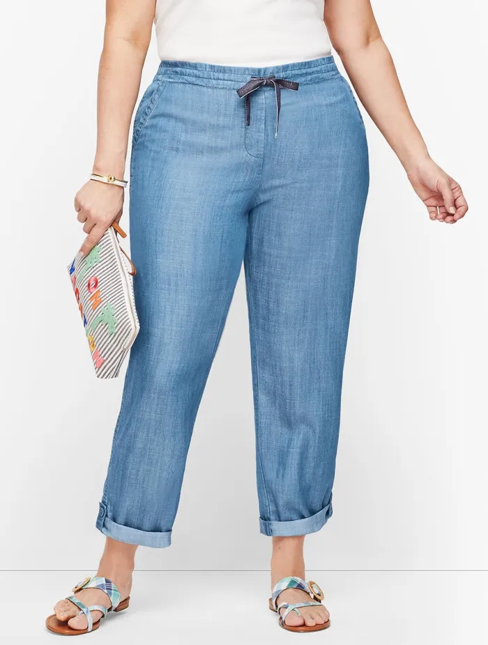 Women Crops Talbots Summer Twill Slim Leg Crop Pants