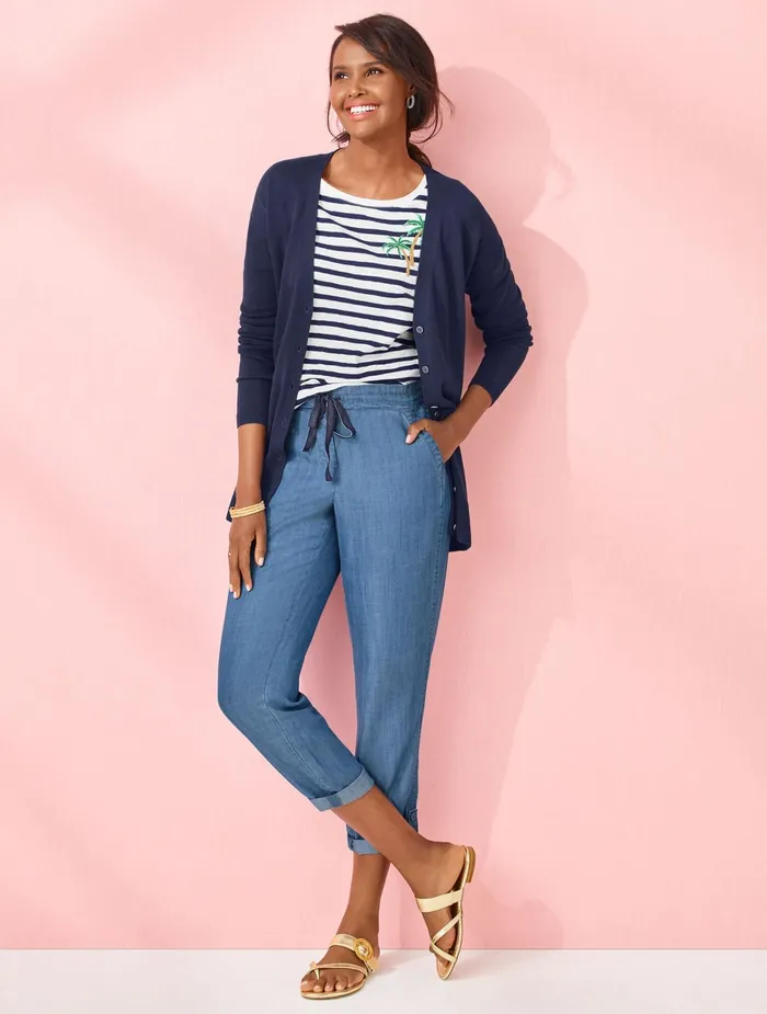 Women Crops Talbots Summer Twill Slim Leg Crop Pants