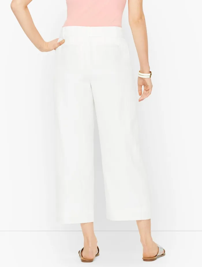 Women Crops Talbots Tie Waist Wide Leg Crop Pants White